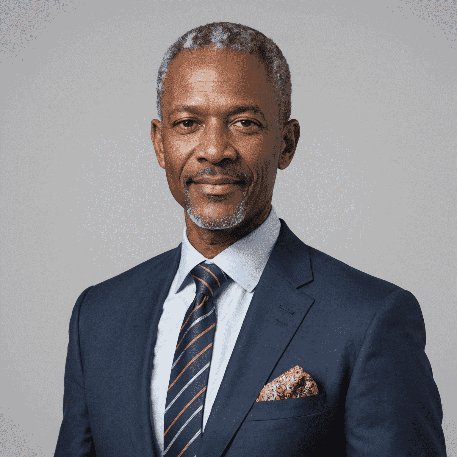 Portrait of the founder and CEO of Rainbow Nation Consulting, a professional-looking man in his 50s wearing a suit and tie